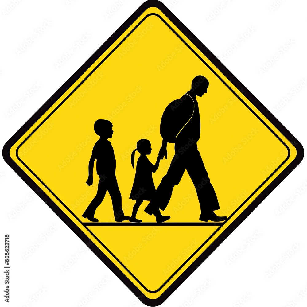 Simple vector illustration of a school crossing sign with a father and ...
