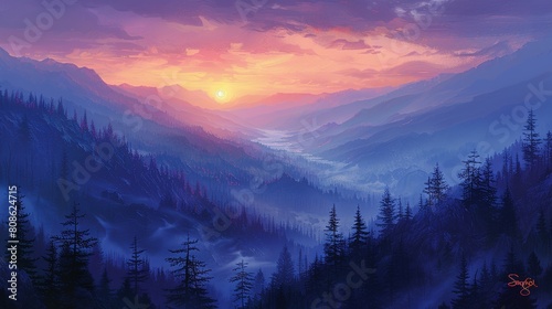 Majestic Dawn  Sunrise Scenery in the Mountains