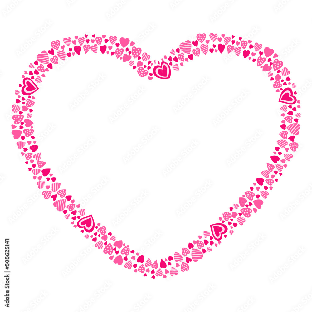 Hand drawn hearts border and frame