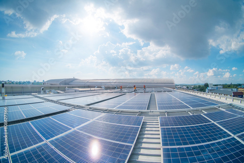 Solar cells installed on the roof