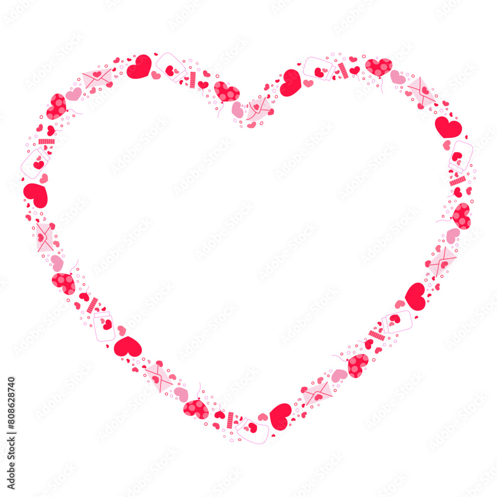 Hand drawn hearts border and frame Hand drawn hearts border and frame