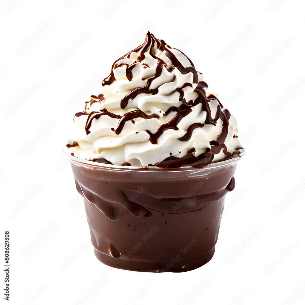 Chocolate whipped cream isolated on transparent background generative ai, cut out, or clipping path. Chocolate whipped cream isolated on transparent background generative ai, cut out, or clipping path.