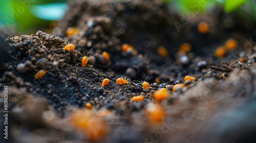 Macro shot that delves into the life of soil critters, from microarthropods to protozoa, highlighting their roles in soil health and ecosystem balance