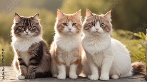 Cute furry cats outdoors