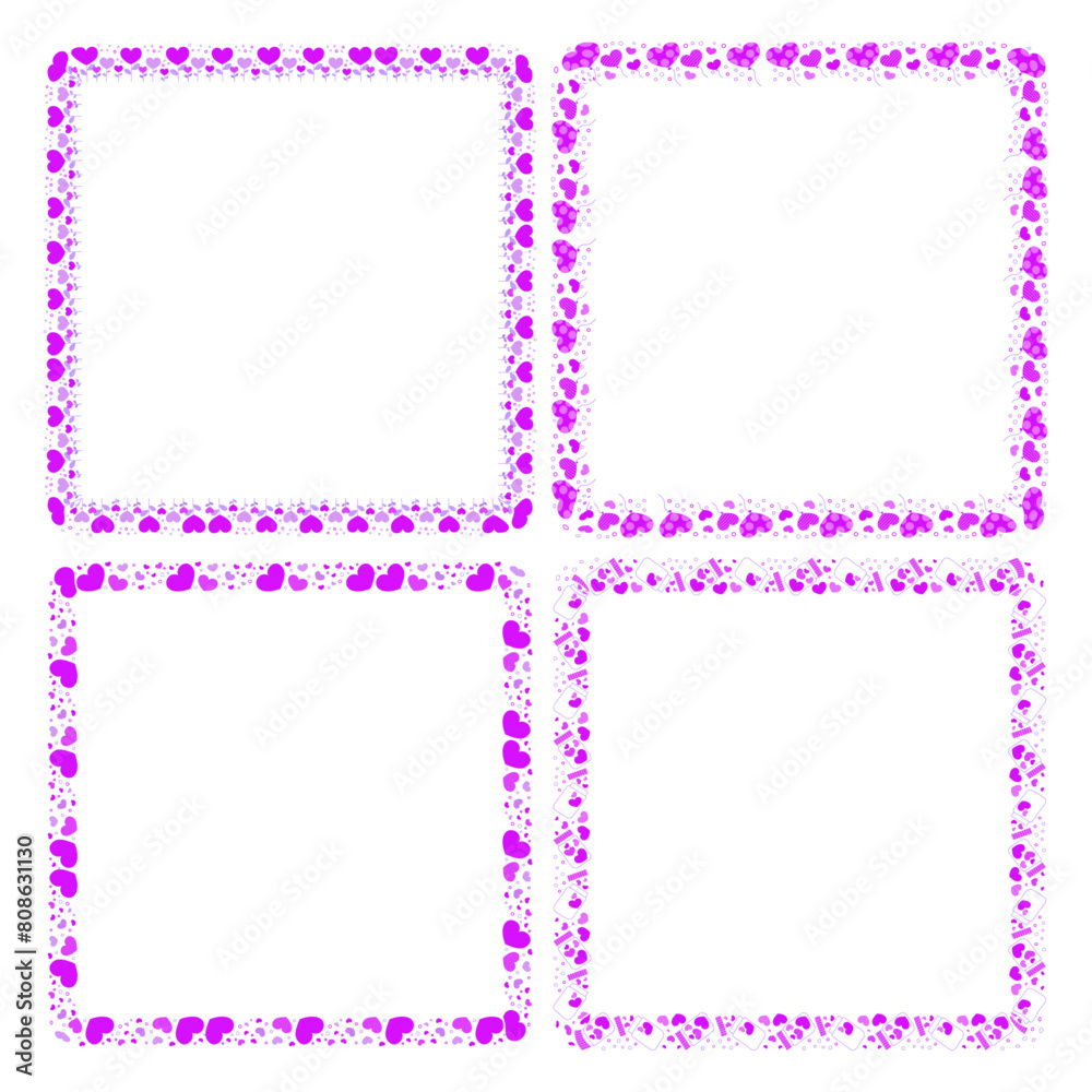 Hand drawn hearts border and frames collection Hand drawn hearts border and frames collection