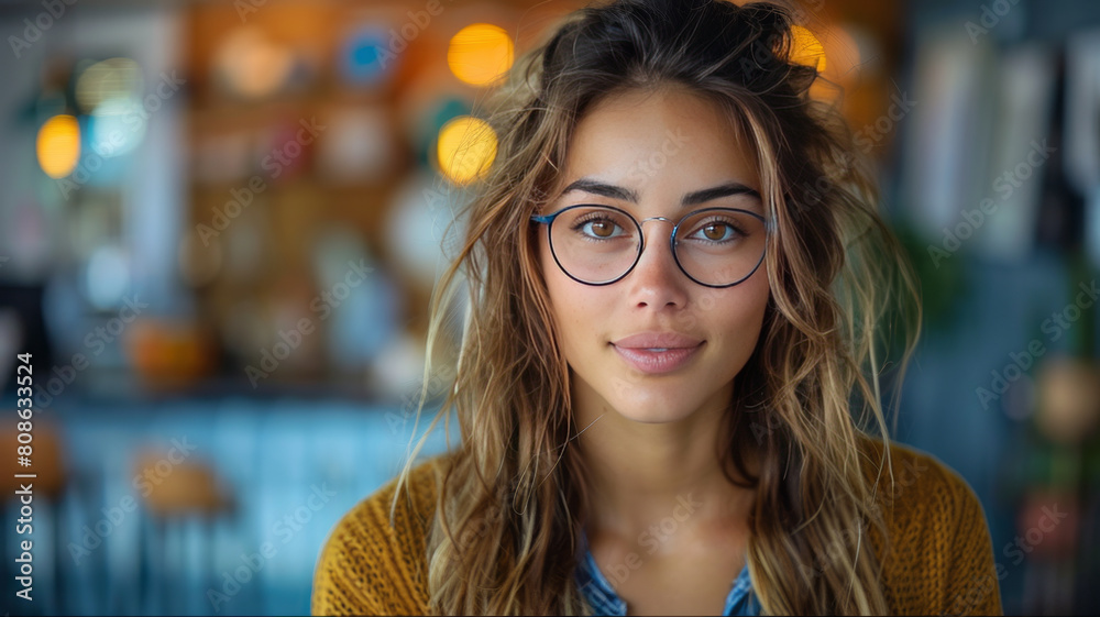 an entrepreneurial woman talking in front of the computer and a camera streaming for social networks.generative ai
