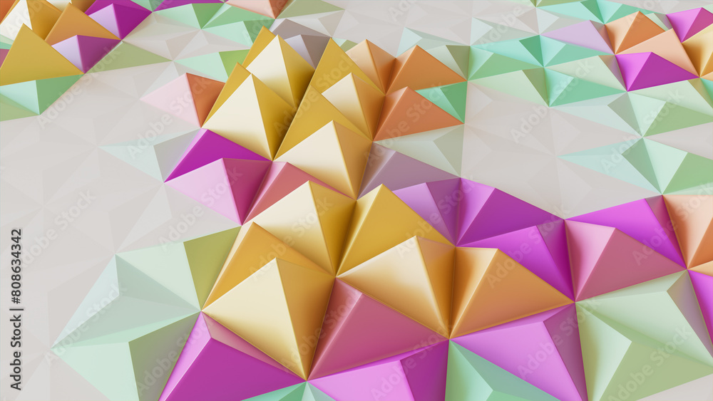 Multicolored Polygonal Surface with Tetrahedrons. Modern, Bright 3d Texture. Multicolored Polygonal Surface with Tetrahedrons. Modern, Bright 3d Texture.