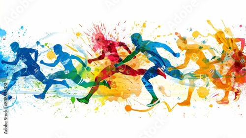 illustration depicting the Summer Olympic Games, athletes on a white background