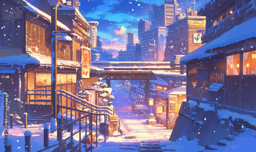 Beautiful scenery from a beautiful anime movie art style - background cel photo