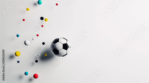 Soccer Ball Bursting into Colorful Particles on White Background
