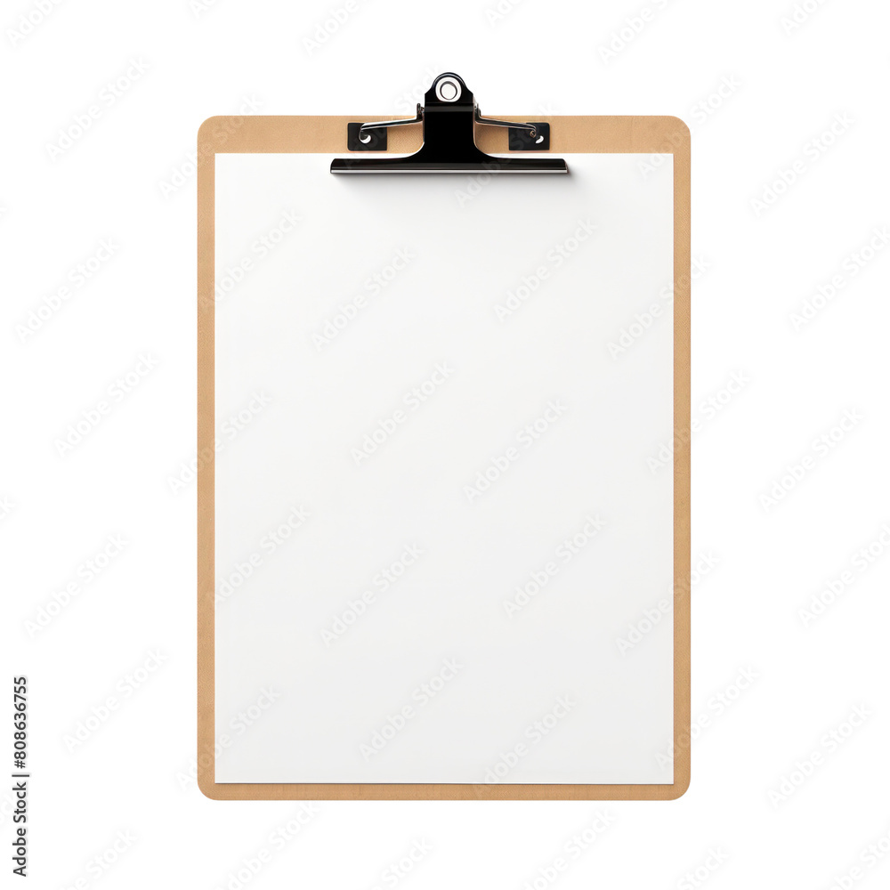 Blank clipboard isolated on white background.