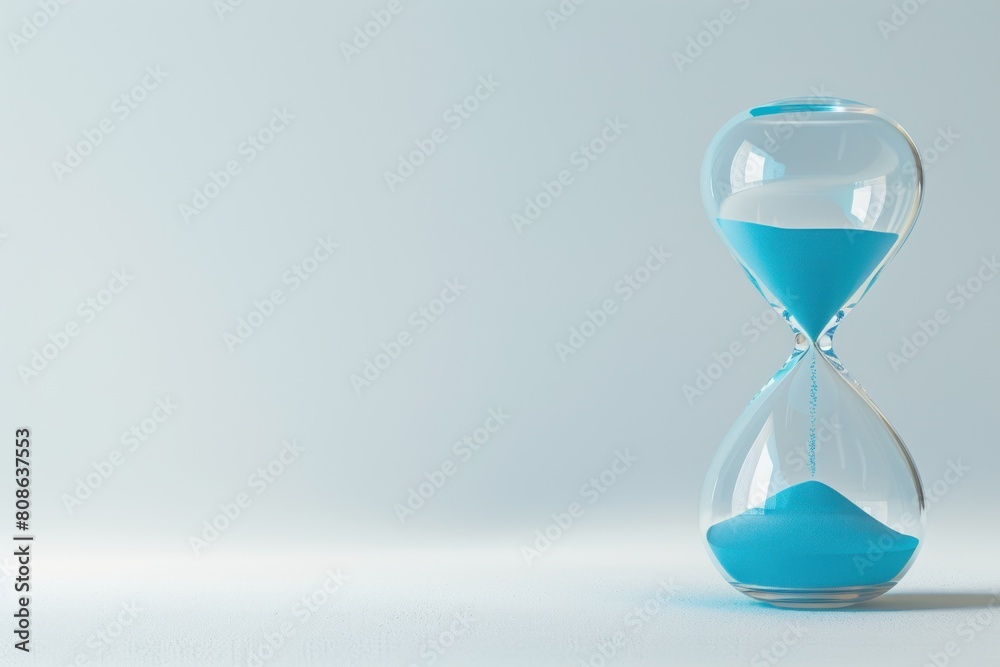 Hour glass isolated on blue background, studio shot Hour glass isolated on blue background, studio shot