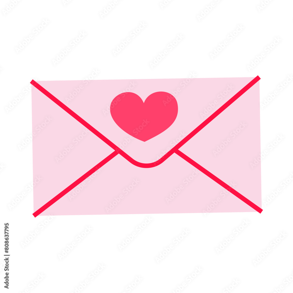 Letter with heart illustration on white background Letter with heart illustration on white background
