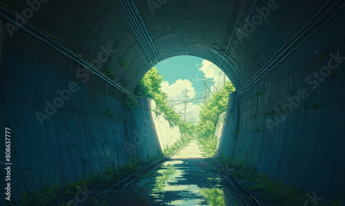 Beautiful scenery from a beautiful anime movie art style - background cel photo