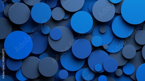 Gray circles are indented on a blue background photo