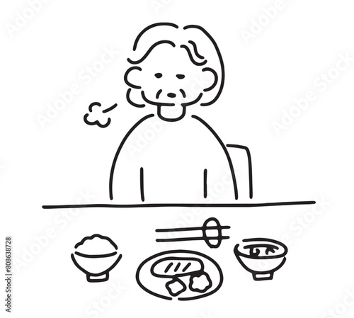 食欲がないシニア女性のイラスト