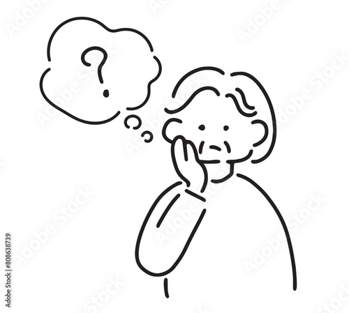 疑問に思うシニア女性のイラスト