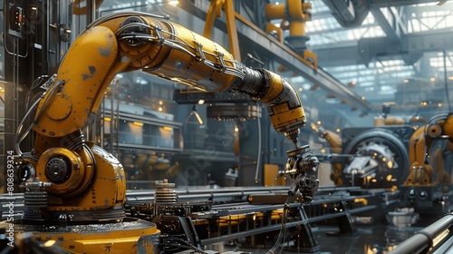 realistic scene of a metallic robot arm UHD wallpaper