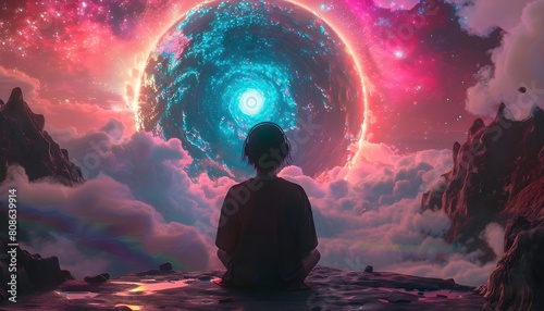 Child Gazing at Cosmic Portal
