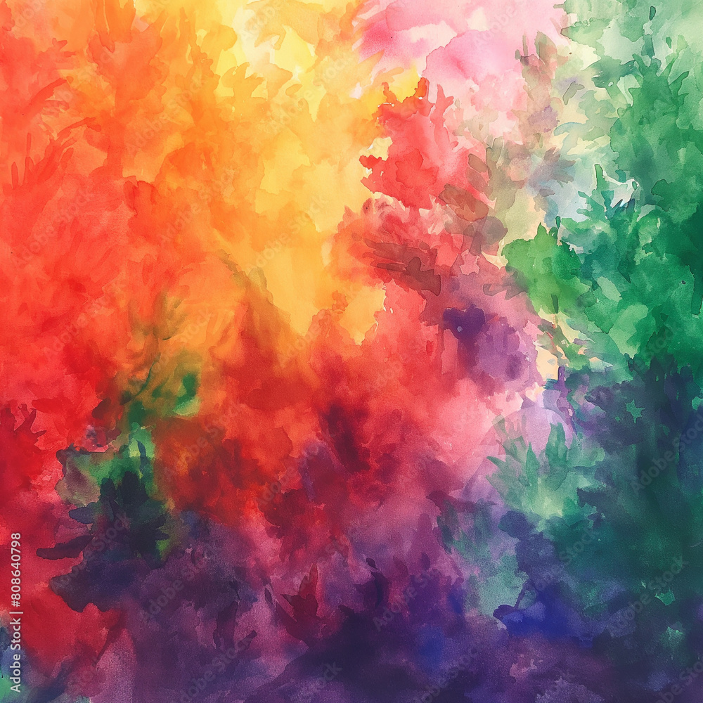 A painting of a forest with many different colors A painting of a forest with many different colors