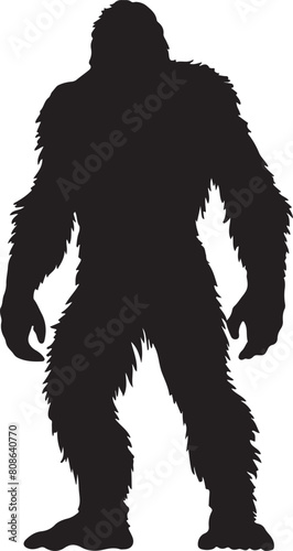 Bigfoot Silhouette Vector Illustration White Background