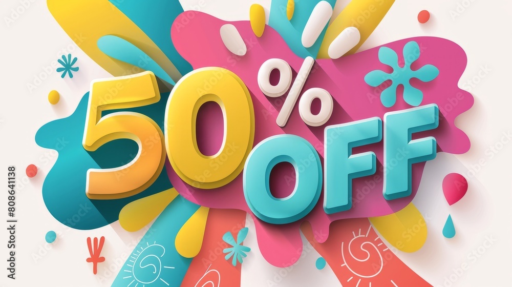 Sale banner template in paper cut colorful shapes. Banner for your website. Vector illustration.