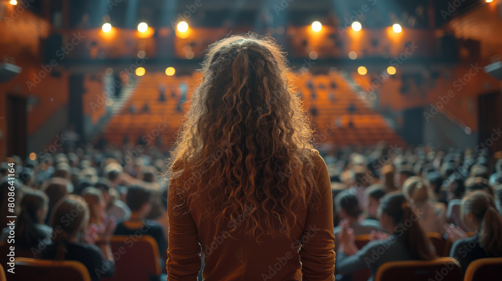 Captivating speaker energizes diverse audience.generative ai Captivating speaker energizes diverse audience.generative ai