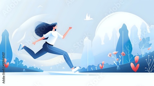Healthy and Active: Woman Running in Dynamic Park Setting