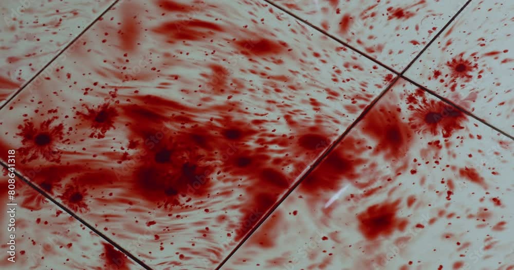 Blood dripped onto the tile floor in the bathroom.
