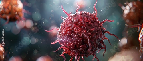 Detailed view of a 3D rendered illustration of a malignant melanoma, focusing on depth and texture