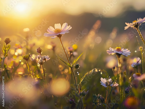 Beautiful floral background. Wildflowers close up.