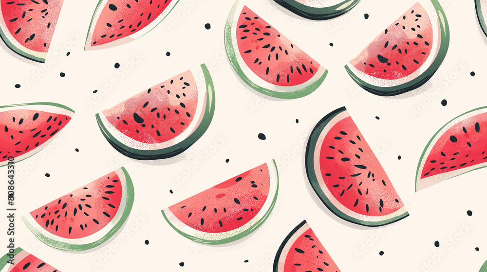 A watermelon design is shown in various sizes and positions A watermelon design is shown in various sizes and positions
