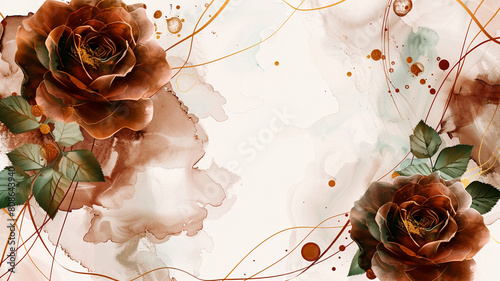  abstract watercolor and alcohol floral ink effect, elegant flower petal for wedding background photo