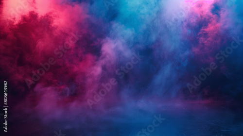 A blue and purple background with smoke and steam