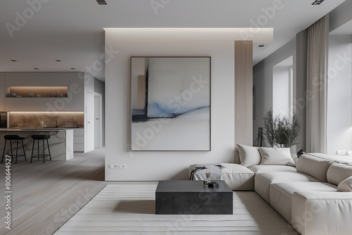 Modern stylish living room interior. Interior design visualization