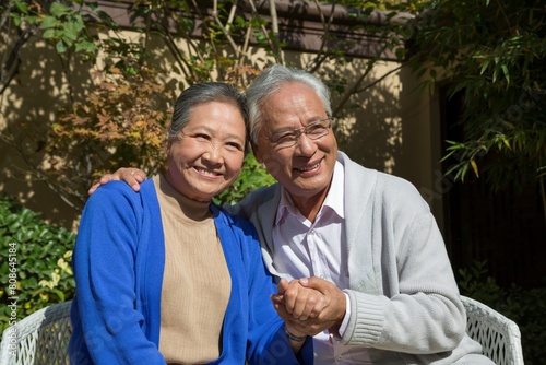 Elderly couple in the yard