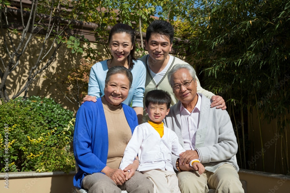The family in the yard The family in the yard