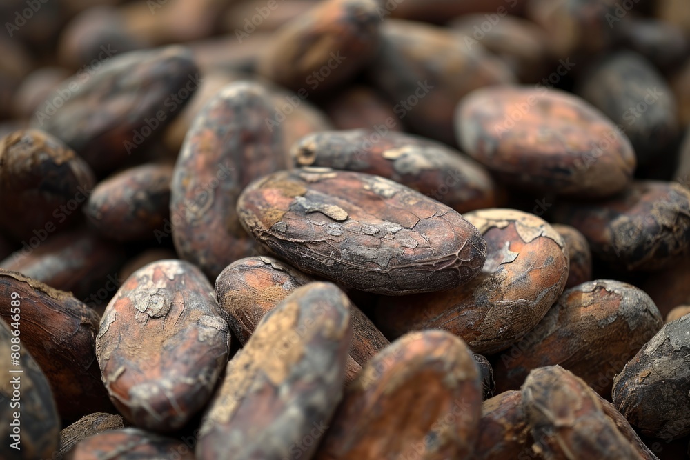 close up of a pile of sweet cocoa beans. generative ai close up of a pile of sweet cocoa beans. generative ai