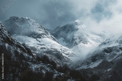 landscape snowy mountains. generative ai © JIRMoronta