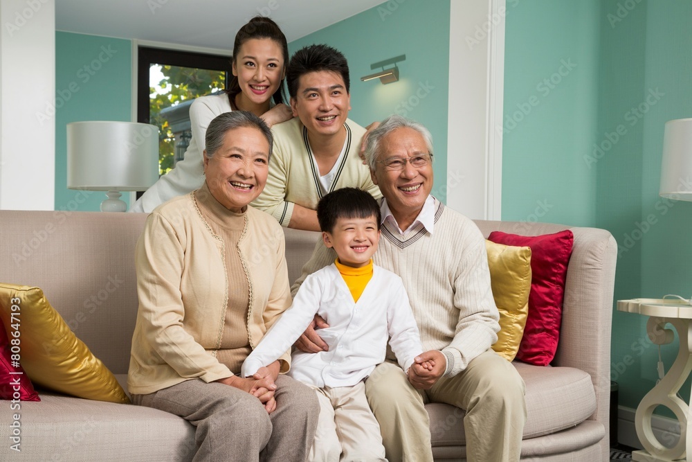 The family in the living room