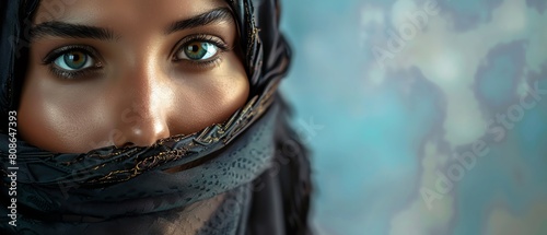 Berber North Africa, especially Morocco, Algeria, Tunisia Woman,  hyper realistic portrait, isolated on a solid background, with empty copy space. photo