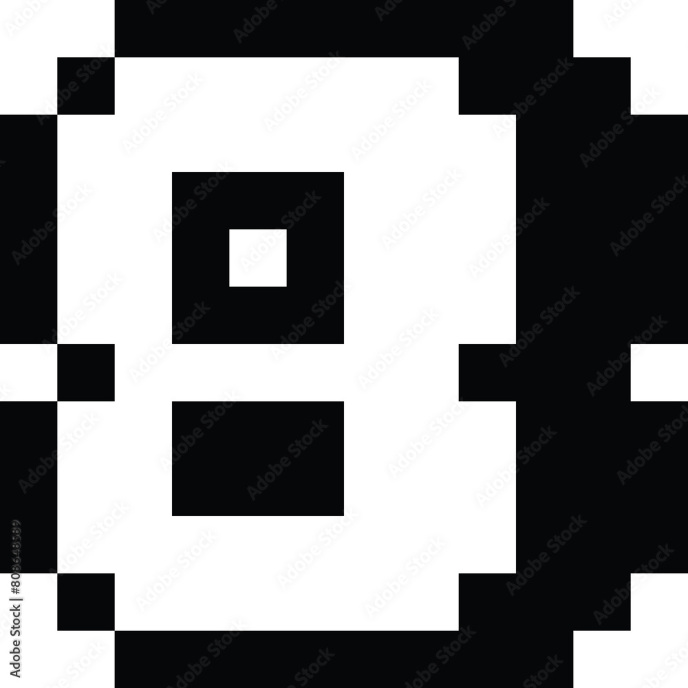 Pixel art cartoon style number eight icon Pixel art cartoon style number eight icon