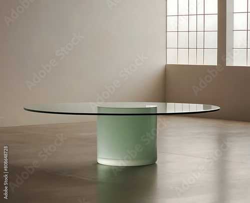 Product display base - glass table indoors.