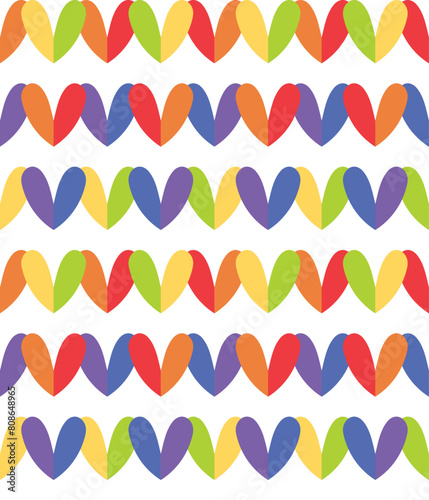 Heart Pride Art illustration Vector Seamless Pattern, Pride Month , LGBT, LGBTQ+ , Rainbow Color 