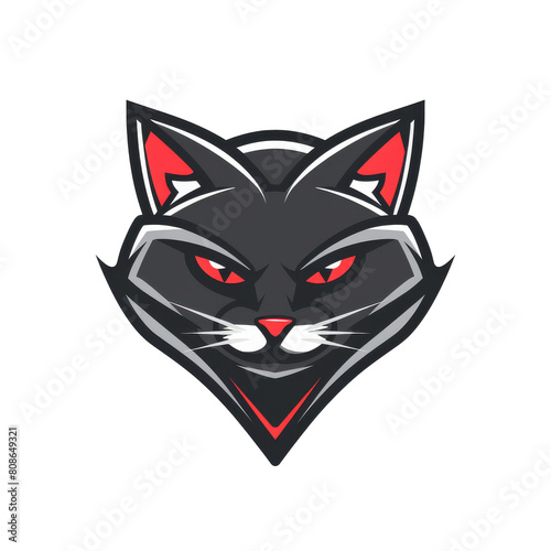 Fierce black cat mascot with a fiery gaze