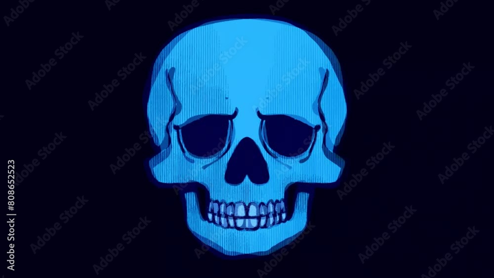 Human skull on television display Human skull on television display