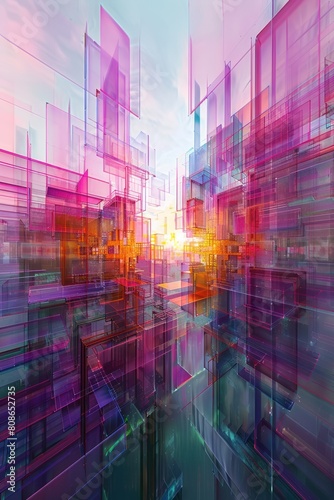 Ethereal Cityscape With Sunset Blur