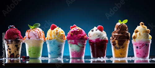 Various ice cream shots with unique backgrounds providing ample copy space for customization