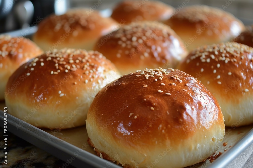 Tangy Baked buns bread rolls. Wooden health. Generate Ai