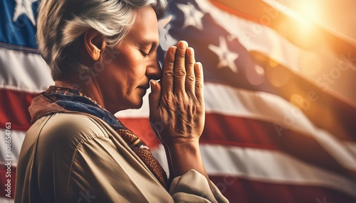 National Day of Prayer with USA flag  photo